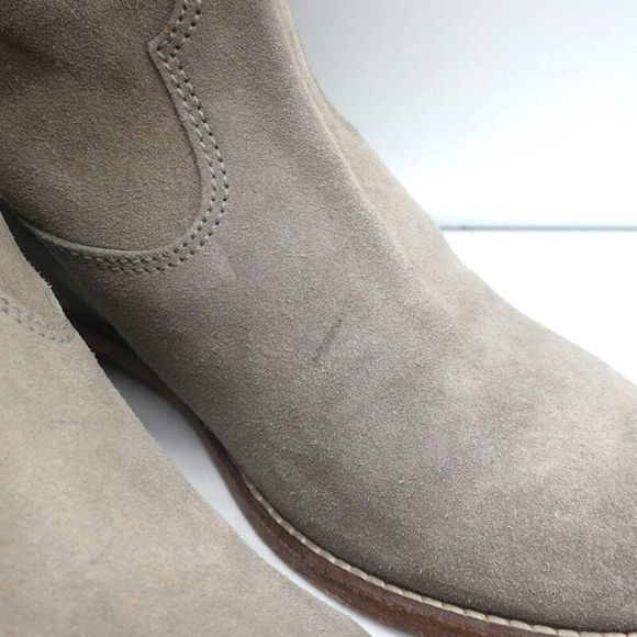 Isabel Marant Crisi Ankle Boots Taupe Gray Suede Size 38 Hidden Wedge Booties - Picture 2 of 12